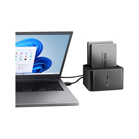 Docking Station për HDD/SSD AXAGON ADSA-D25 / 2.5" SATA / Dual Bay / USB 3.2 Gen 1 / UASP / TRIM / Disk Cloning / 300MB/s - Zezë - 4