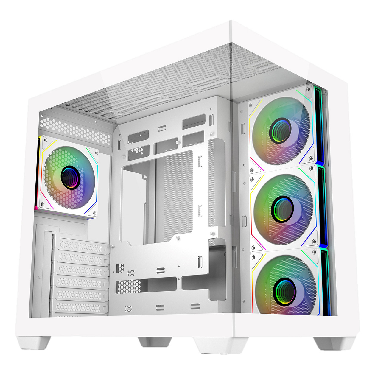 Kasë PC Cooler Master Elite 681 / Midi Tower / ATX / 3x 120mm + 1x 120mm ARGB Fan / Tempered Glass - Bardhë