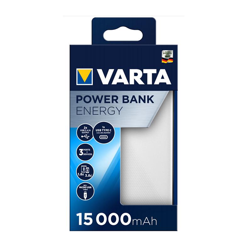 Powerbank Varta Energy 15000 / 15.000mAh / Li-Polymer / 3.7V / 2x USB-A / 1x USB-C / 55.5Wh - Zezë/Bardhë - 2