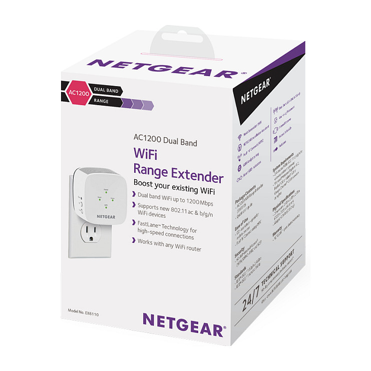 NETGEAR EX6110 AC1200 Wi-Fi 5 Range Extender / Dual-Band / 300+867Mbps / 10/100Mbps LAN - 7
