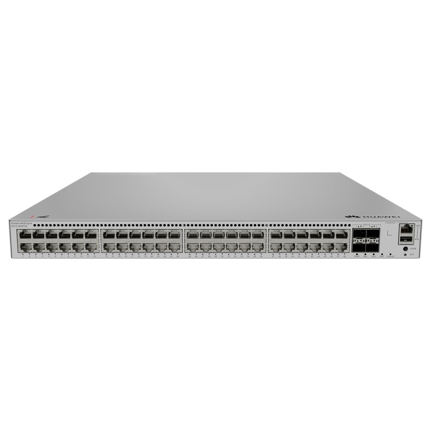 Switch Huawei eKitEngine S310-48HP4X, 48x Gigabit Ethernet RJ45 PoE+, 4x 10G SFP+, PoE 846W, 176Gbps, Layer 2 Managed, Rack 1U - Hiri - 4