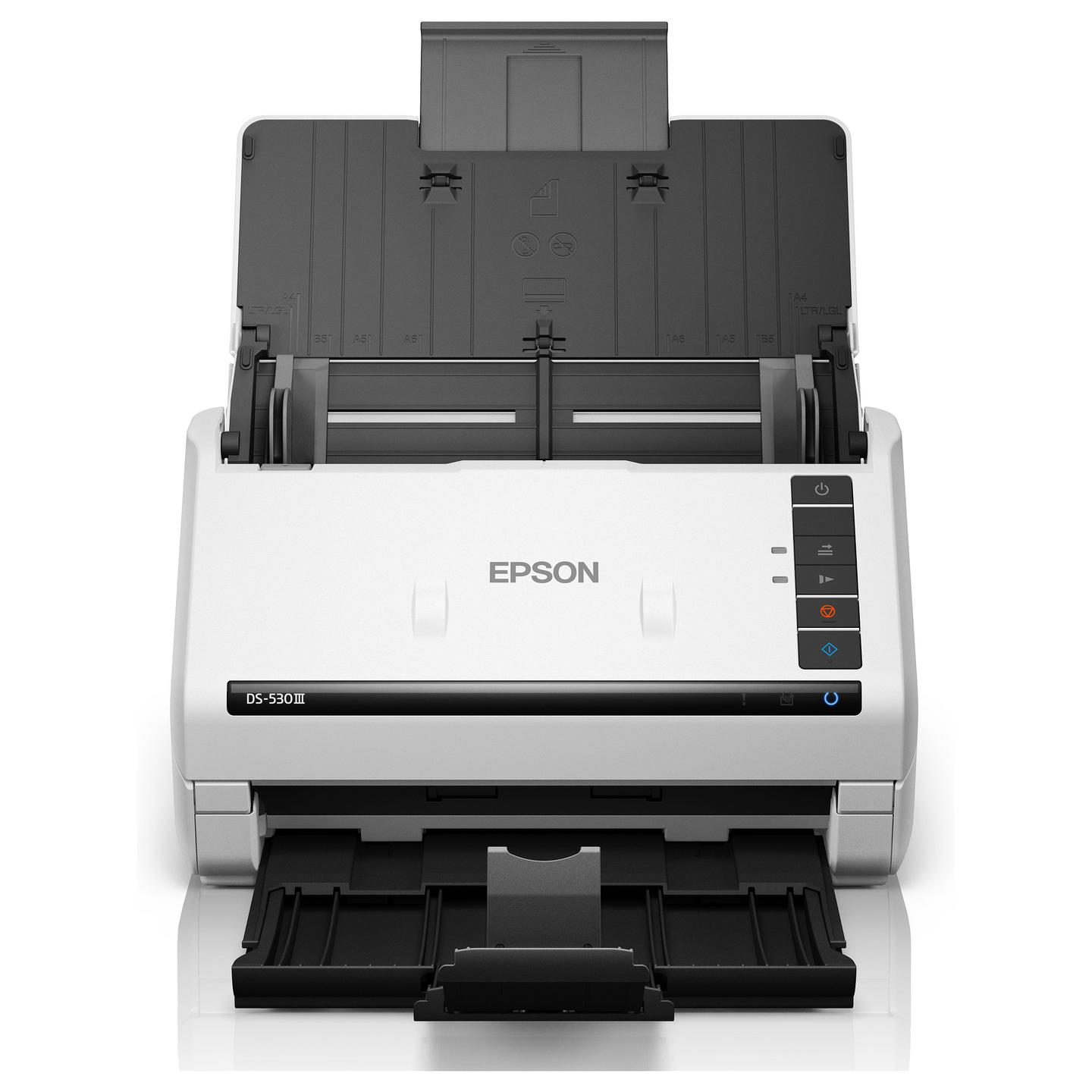 Skaner Epson WorkForce DS-530III / A4 / CIS / 600 × 600 DPI / Duplex / 40 ppm / ADF 60 Fletë / 6500 Faqe/Ditë / USB 3.2 - Bardhë - 3