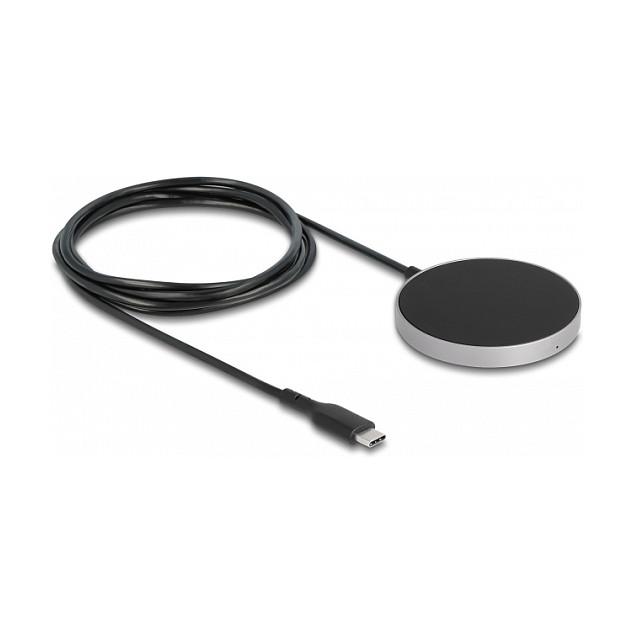 Karikues pa Kabllo DeLOCK 66467 / Induktiv / 5 W - 15 W / USB-C / Kabllo 1.5 m - Zezë/Gri - 2