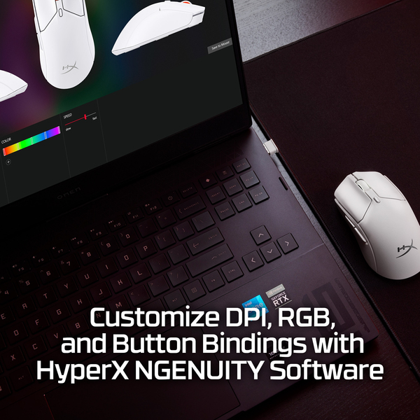 Maus Gaming HyperX Pulsefire Haste 2 Mini / Wireless / 26.000 DPI / 650 IPS / 59g / 2.4GHz + Bluetooth / USB-C – Bardhë - 5