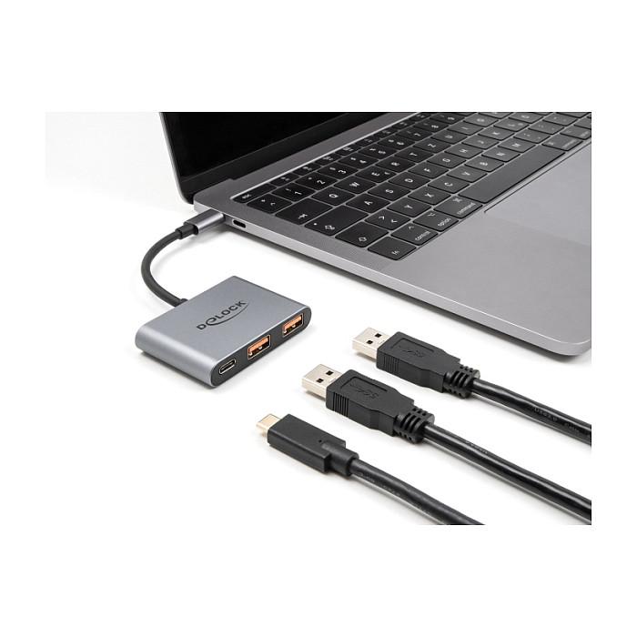 Hub USB DeLOCK 64337 / 3 Porta / 1× USB-C + 2× USB-A / 10 Gbps / 0.1 m - Gri - 3