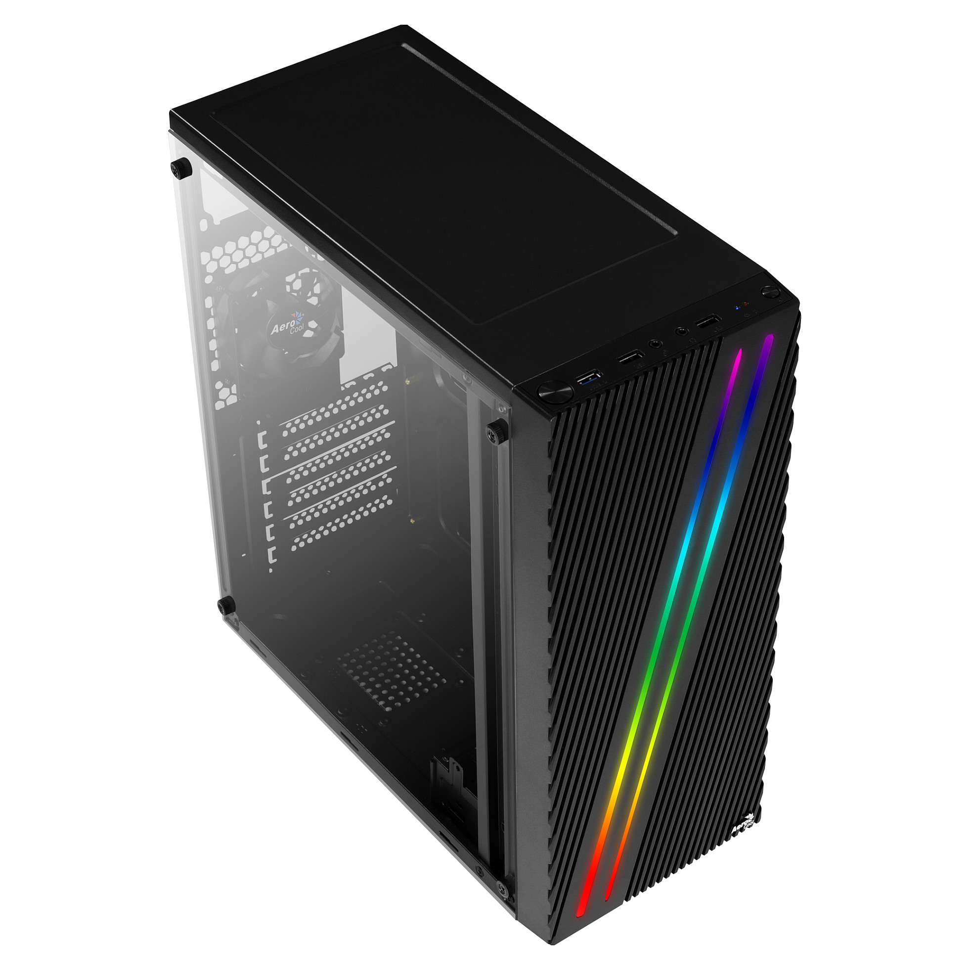 Kasë PC Aerocool Streak / Midi Tower / ATX / 1x 80mm Fan / RGB - Zezë - 4