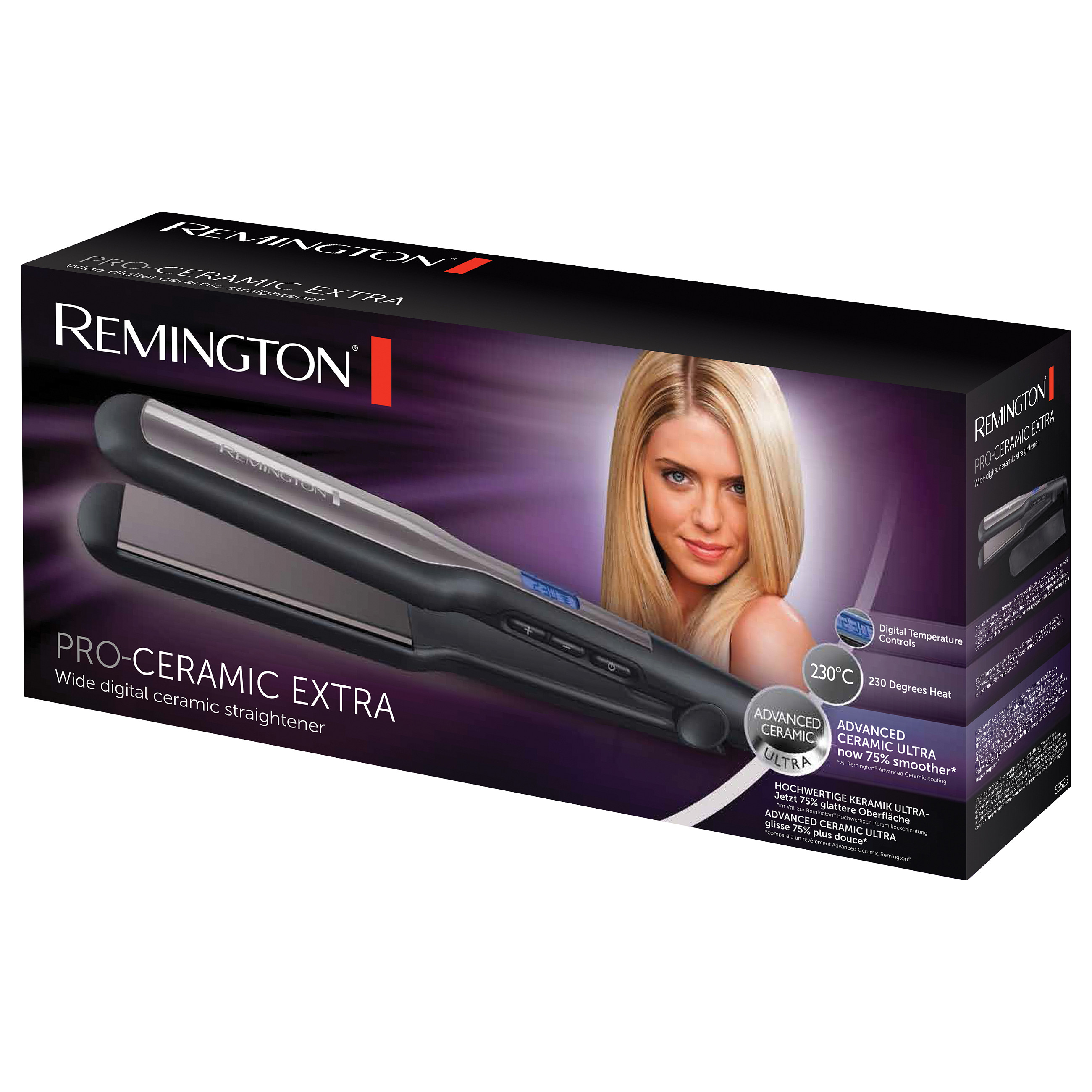 Drejtuese për flokë Remington Pro-Ceramic Extra S5525 / Ultra Ceramic / Pllaka 110x45 mm / 230°C / 10 Nivele – Zezë - 8