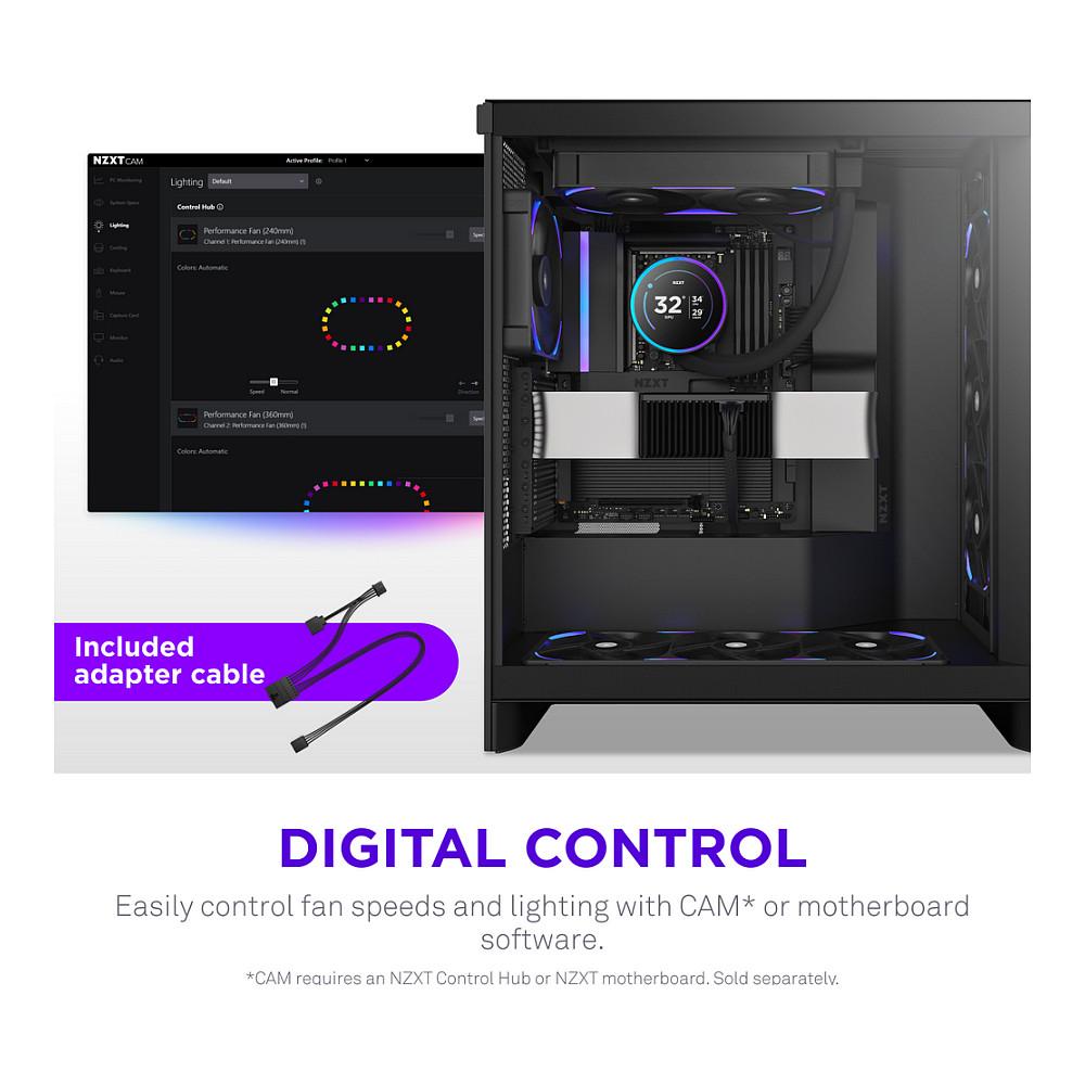 Ftohës për Kasë NZXT F240X / 240mm / 3100 RPM / PWM / RGB – Zezë - 11