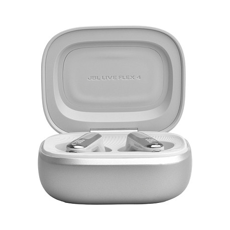 Kufje pa kabllo JBL Live Flex 4 / Bluetooth 6.0 / True Wireless / Noise Cancelling / 50 orë / Smart Charging Case – Argjendtë - 4