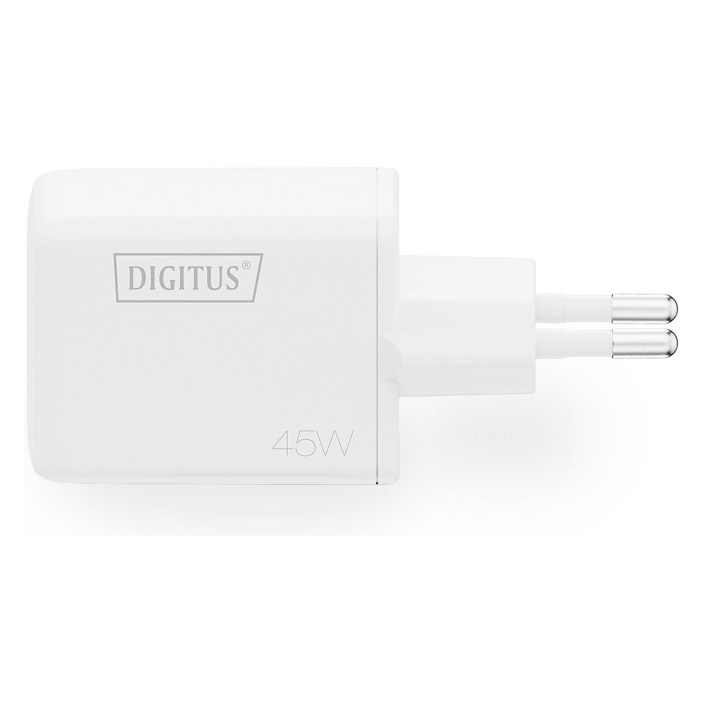 Adapter Digitus DA-10302 / 45W / GaN / 1x USB-C + 1x USB-A / Fast Charging - Bardhë - 8
