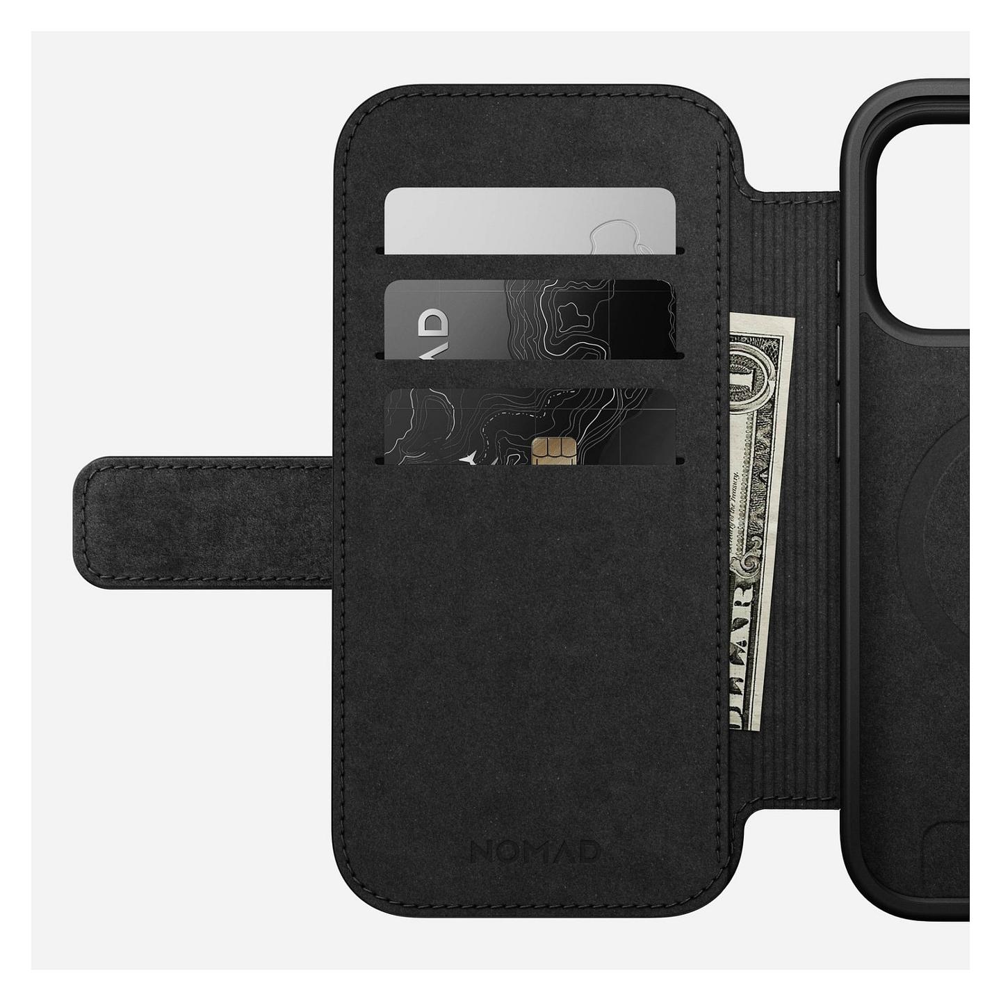 Case për Telefon Nomad Modern Leather Folio, iPhone 17 Pro, Lëkurë, MagSafe, Mbyllje Magnetike, 3 Vende për Karta, Mbrojtje deri 2.4m - Kafe e çelët - 7