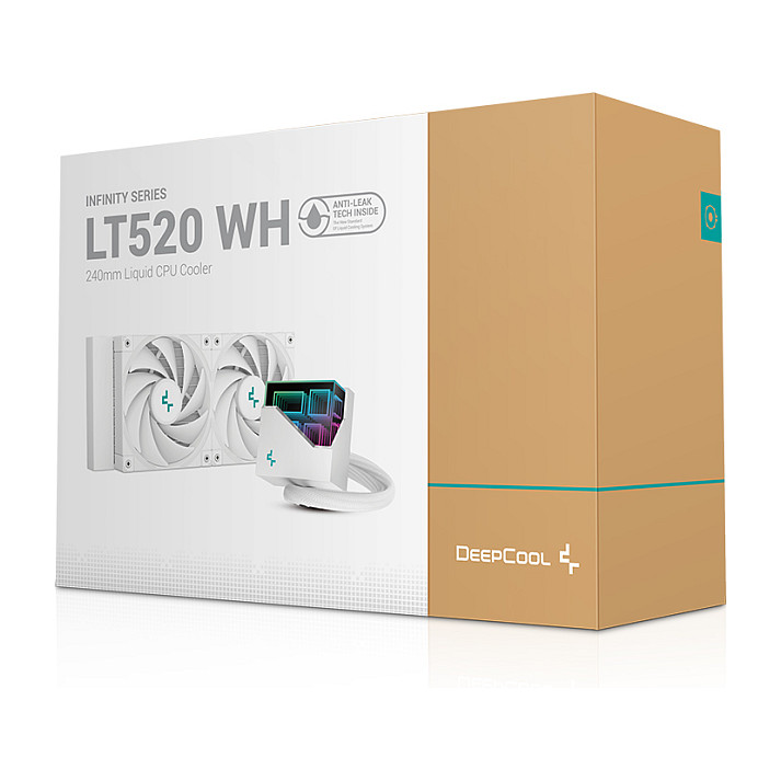 Ftohës për Procesor DeepCool LT520 WH / AIO / 240mm / 2x120mm / 500-2250RPM / 85.85CFM / ARGB - Bardhë - 6