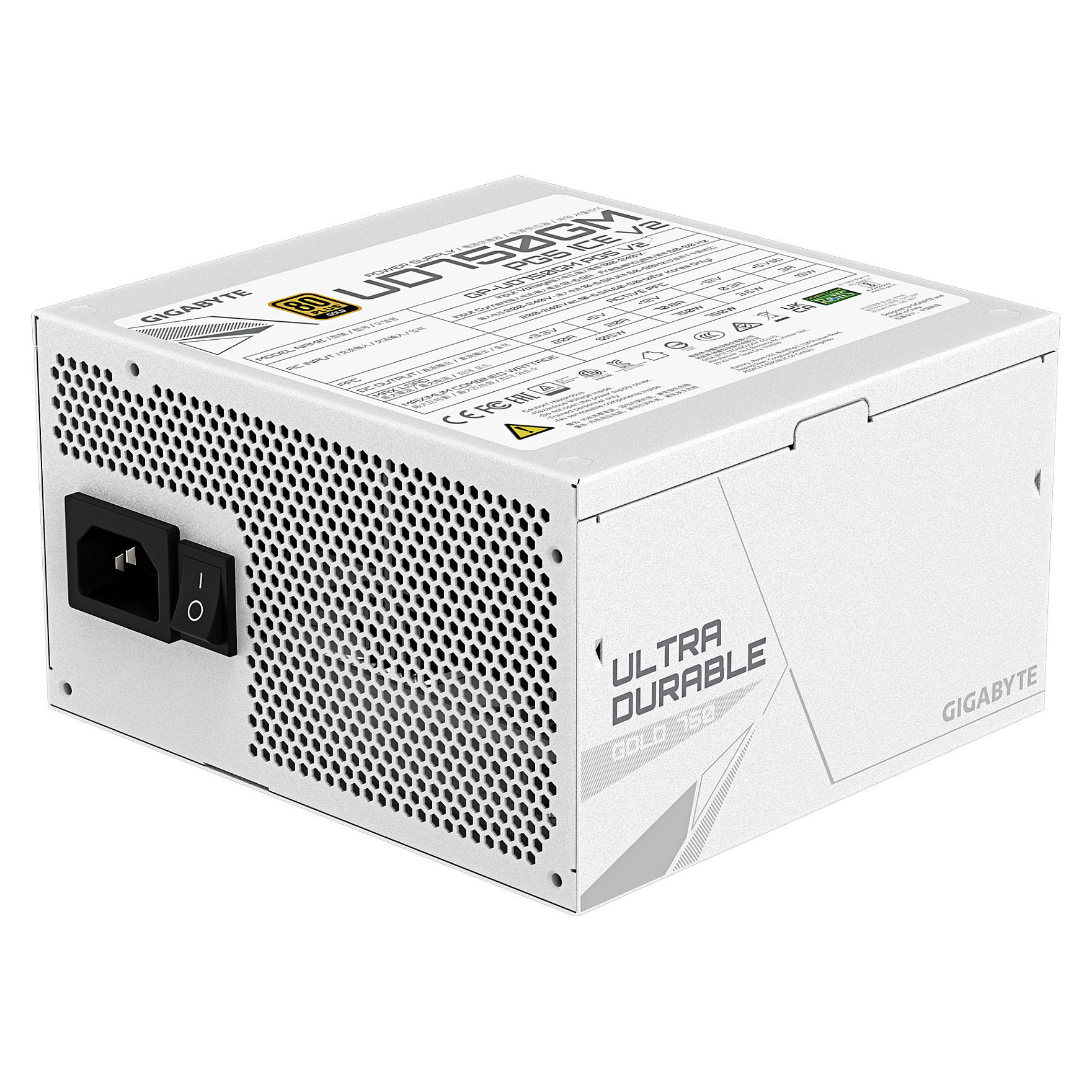 Furnizues Energjie Gigabyte UD750GM PG5 V2 ICE / 750W / ATX 3.1 / 80 PLUS Gold / Fully Modular - Bardhë - 3
