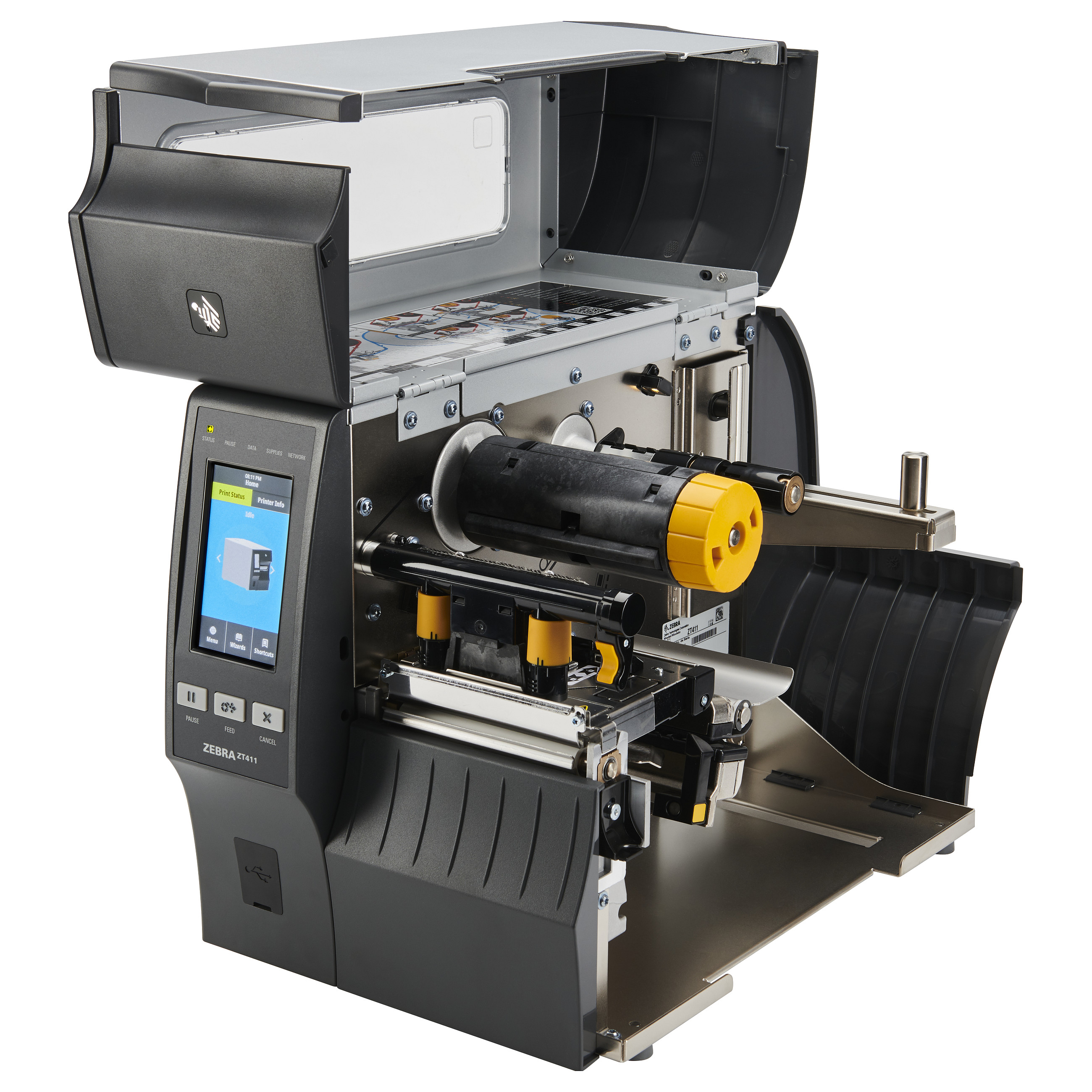 Printer Label Zebra ZT411 / Për Etiketa / 203 DPI / 104mm / 356 mm/sec / USB + LAN - Zezë/Hiri - 3