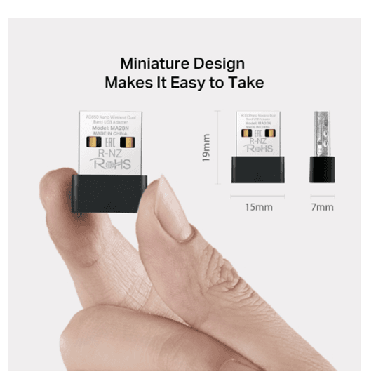 Adapter USB Wi-Fi Mercusys AC650, Nano, Dual-Band, USB 2.0, 433Mbps (5GHz), 200Mbps (2.4GHz) - 3