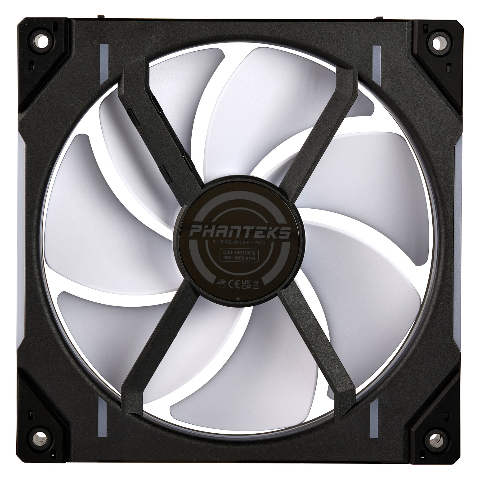 Ftohës për Kasë Phanteks D30-140 PWM Regular D-RGB / 140mm / 30mm / 250-1800 RPM / PWM / 71.93 CFM / 3.32 mmH₂O / 3-Pack – Zezë - 4