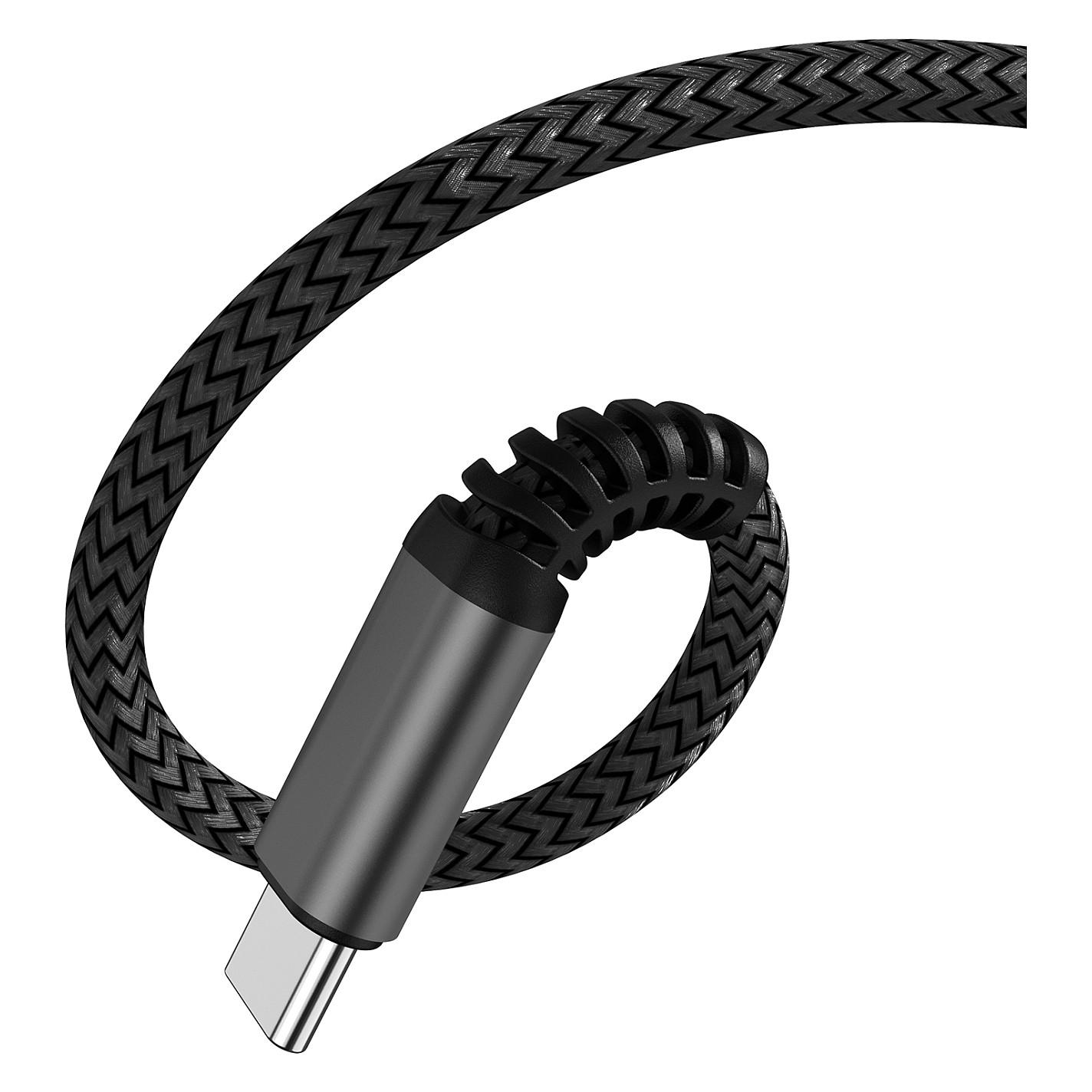 Kabllo USB 4smarts PremiumCord 456267 / USB-C në USB-C / 3m / 100W / USB 2.0 / 480 Mbps / PD 3.0 / Nylon - Zezë - 3