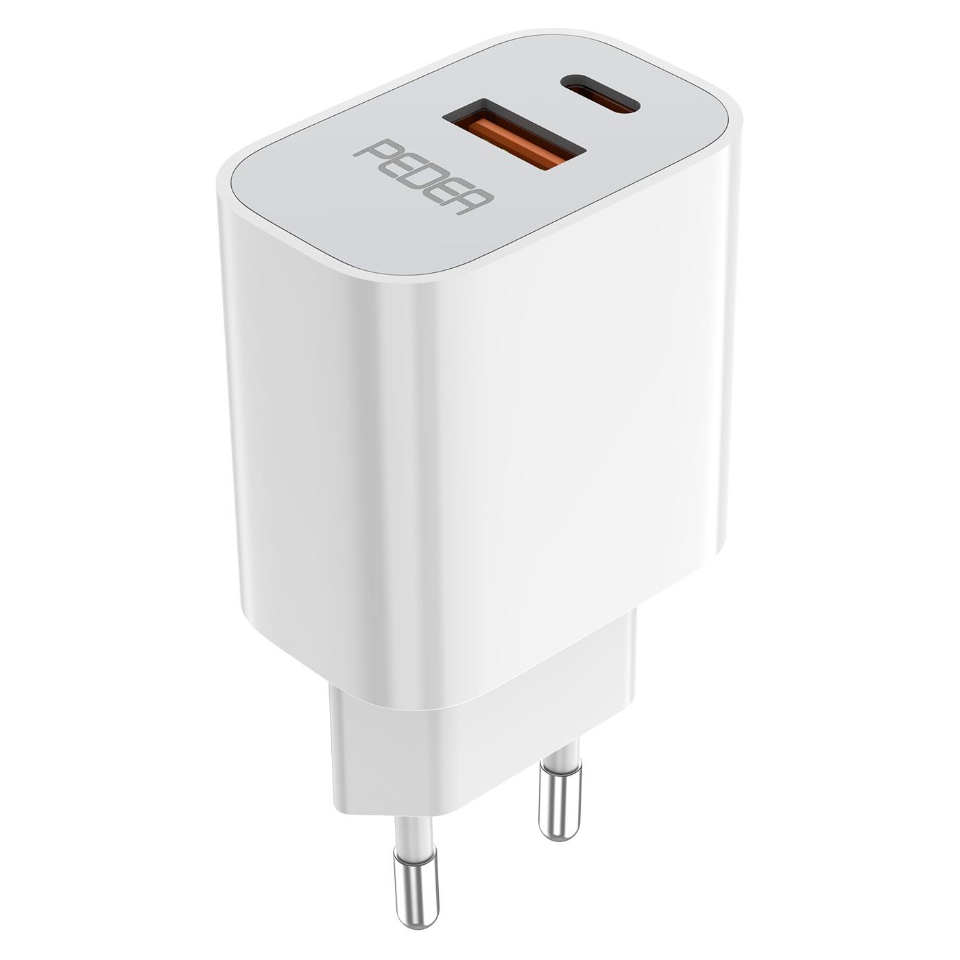 Karikues PEDEA Dual, 20W, USB-C, USB-A, PD 3.0, PPS - Bardhë - 3