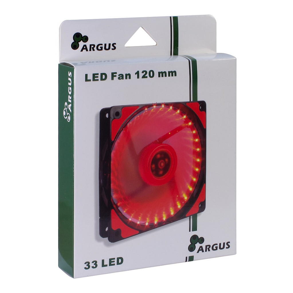 Ftohës për Kasë Inter-Tech Argus L-12025 RD / 120mm / 25mm / 1200 RPM / 59.46 m³/h / 20 dBA / 3-Pin / Molex 4-Pin – Kuqe - 4