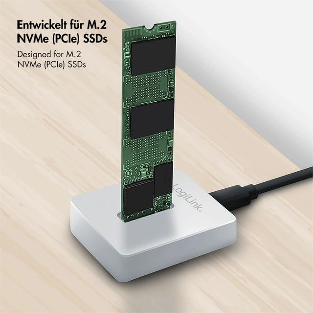 Docking Station për SSD M.2 / 1x M.2 NVMe PCIe / M-Key & B+M-Key / 2230–2280 + 22110 / USB-C 3.2 Gen 2 / 10Gbps – Zezë - 6