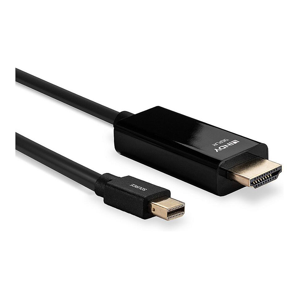 Kabllo Mini DisplayPort LINDY 36928 / Mini DisplayPort në HDMI 1.4 / 3m / 4K 30Hz - Zezë - 3