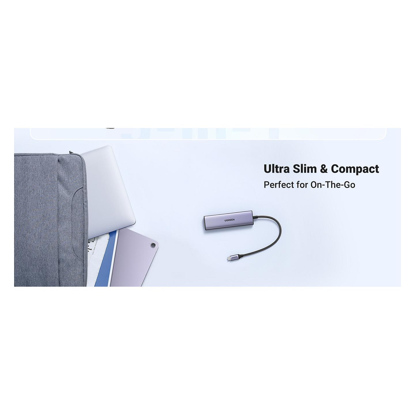 Hub USB-C UGREEN 20956A, 6-port, 3x USB-A 3.0, HDMI 4K 30Hz, SD/TF, 5Gbps - Argjend - 7