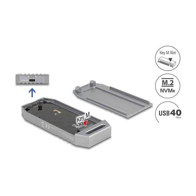 Këllëf për Disqe DeLOCK 42033 / M.2 NVMe 2280 / USB 40Gbps / USB-C / Tool-Free - Hiri - 4