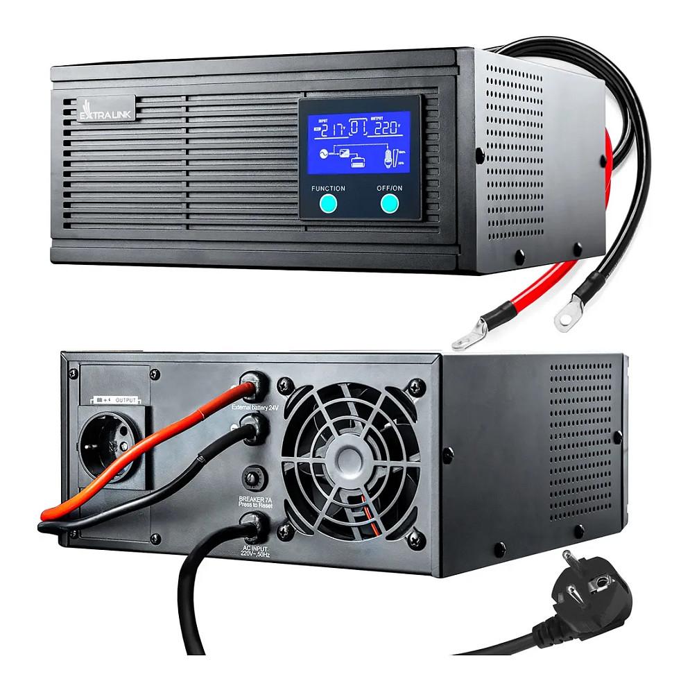 Inverter Extralink Piorun EX.31148, 24 V, 2000 VA, 1600 W, Sinus i pastër - Zezë - 9