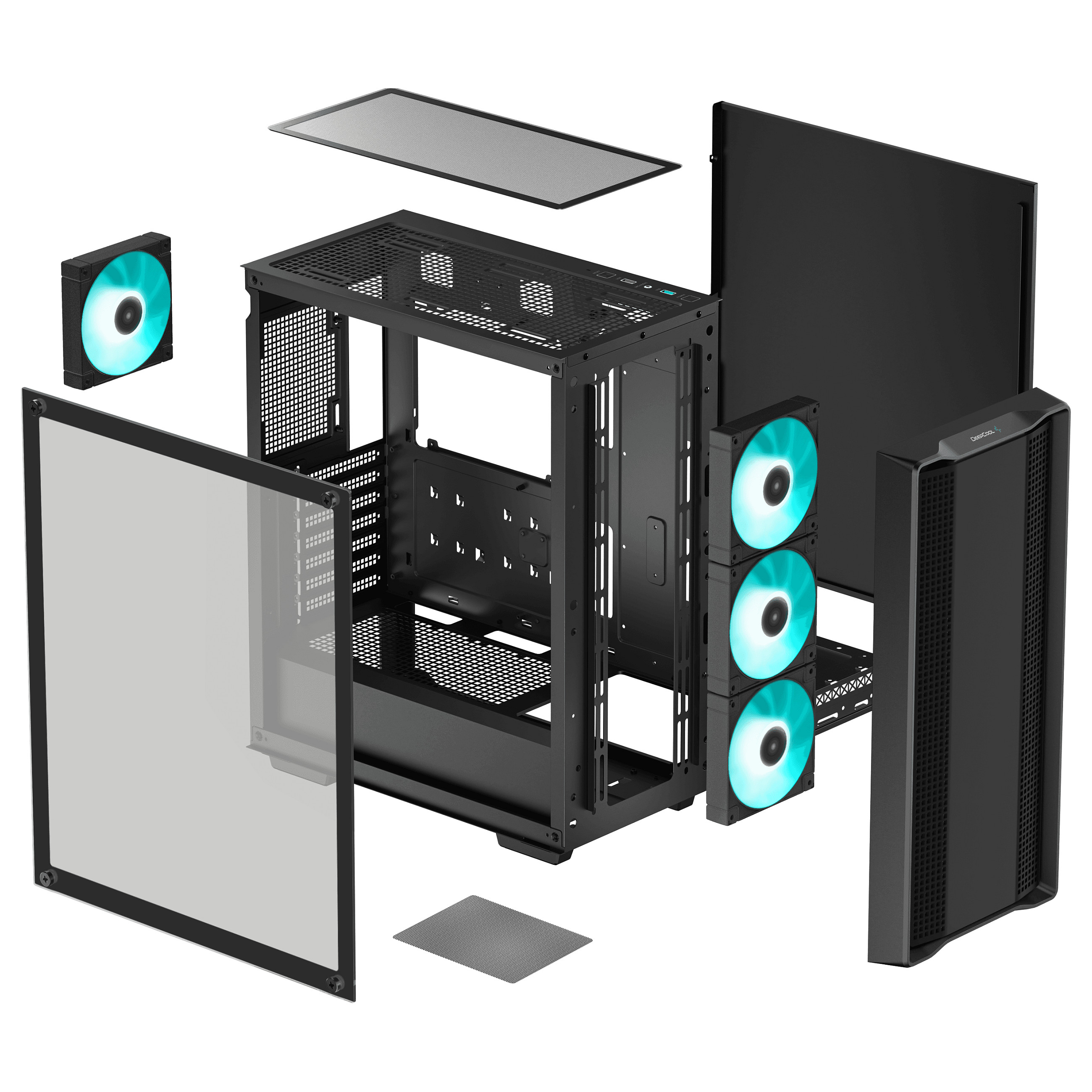 Kasë PC DeepCool CC560 V2 / Midi Tower / ATX / 3x 120mm + 1x 120mm LED Fan / Tempered Glass - Zezë - 12