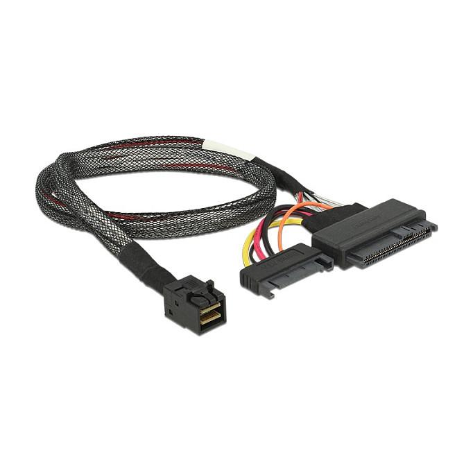 Kabllo për SSD SAS Delock 84819, SFF-8643 në U.2 SFF-8639 + SATA Power, 50cm - Zezë
