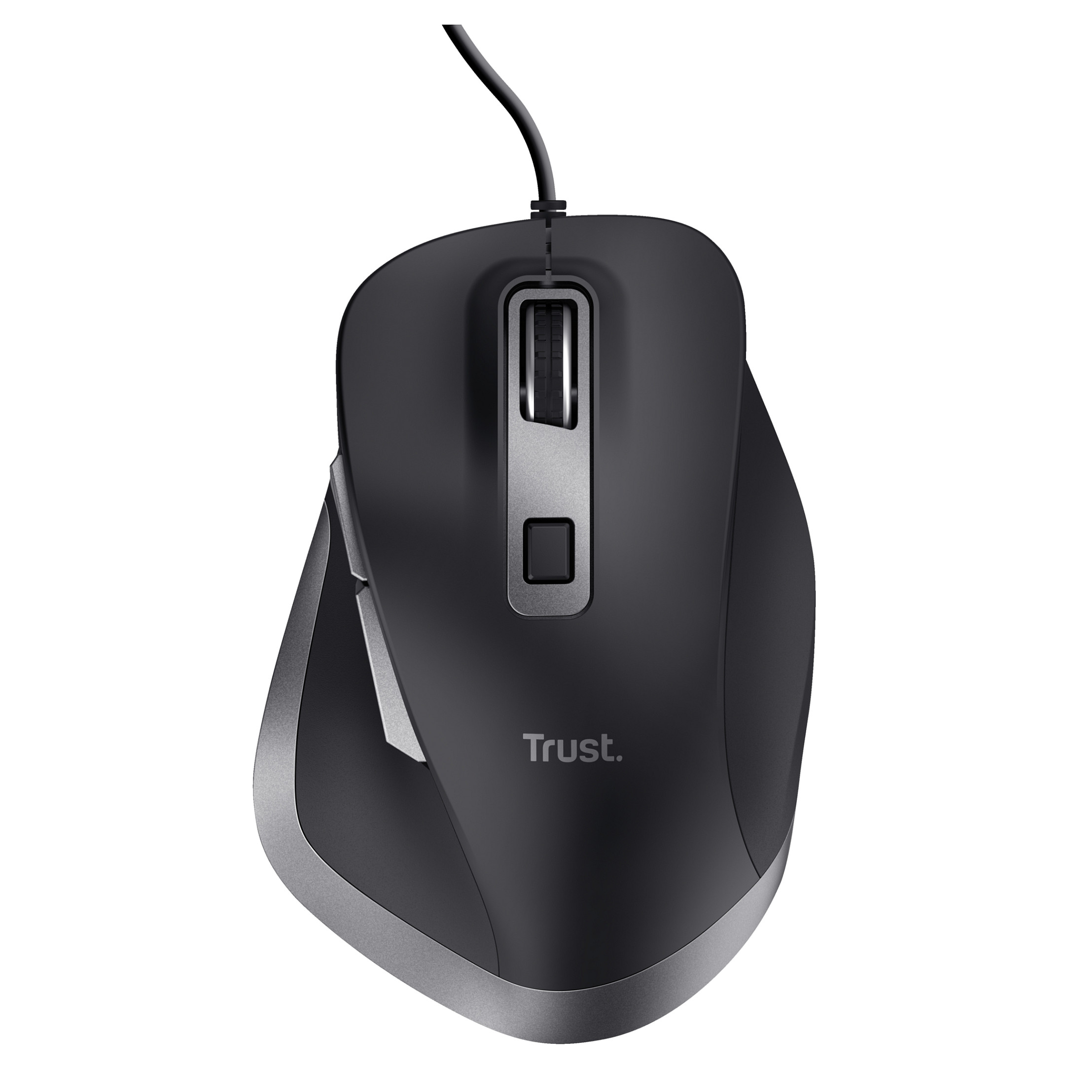 Maus me kabllo Trust Fyda / USB-A / Optik / 600–5000 DPI / 6 Butona - Zezë - 3