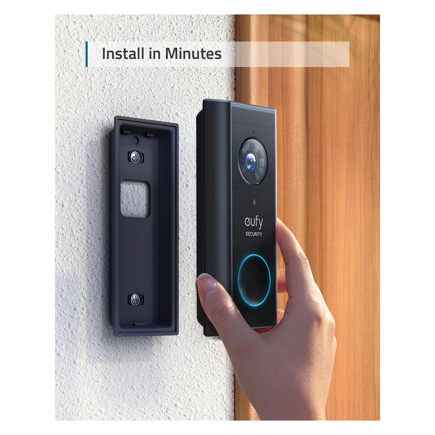Video Doorbell Kit eufy T82101W1, 2K, 160°, Wi-Fi, Bateri 6500mAh, IP65 - Zezë - 6