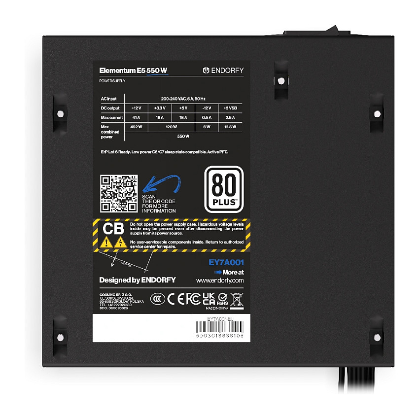 Furnizues Energjie Endorfy Elementum E5 / 550W / ATX / 80 PLUS Bronze / Non-Modular - Zezë - 6