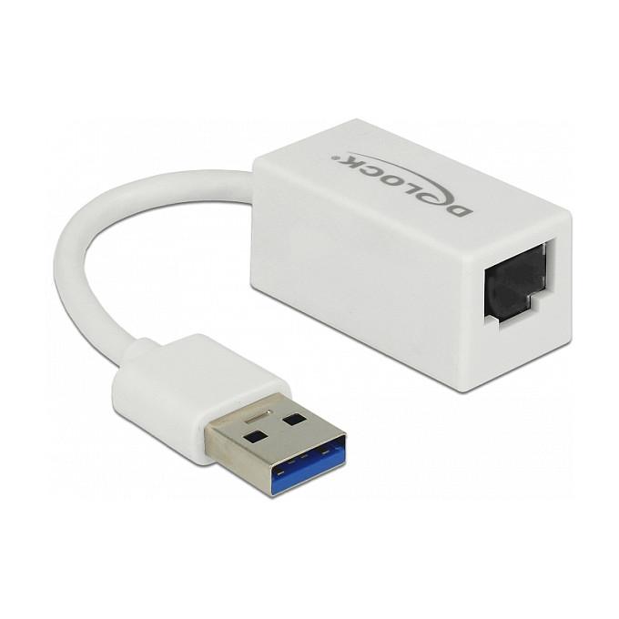 Adapter Rrjeti USB DeLOCK 65905 / USB Type-A / Gigabit LAN / RJ45 / USB 5 Gbps / Realtek RTL8153 / 12.7 cm - Bardhë