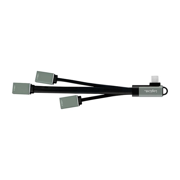 Splitter USB LogiLink UA0361 / USB-C / 3x USB / 90° - Zezë/Gjelbër - 2