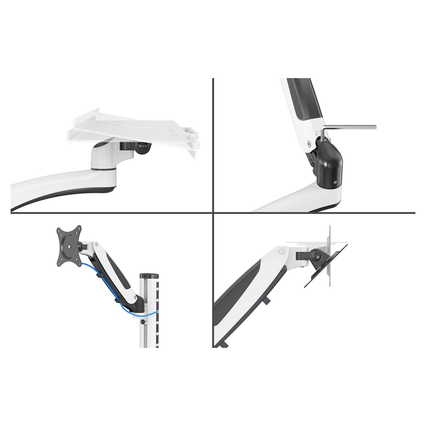 Mbajtëse Muri për Monitor DIGITUS DA-90451 / 1 Monitor / deri 32" / 8kg / Gas Spring / Rregullim Lartësie / Tastierë & Maus / Swivel 180° - Zezë/Bardhë - 2
