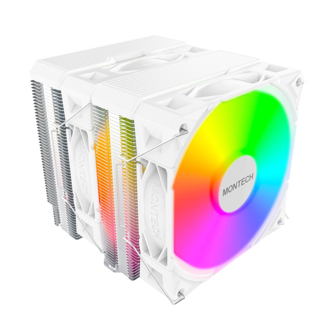 Ftohës për procesor Montech NX600 ARGB / Dual Tower / 2x 120mm ARGB Fan / 800-2000 RPM – Bardhë - 2
