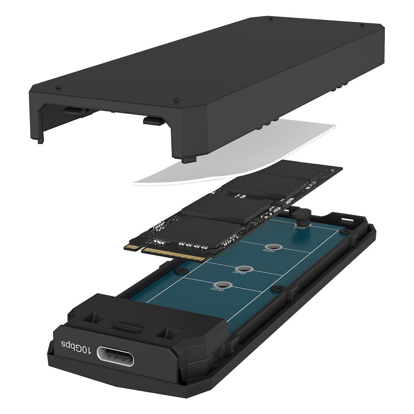 Këllëf për Disqe ICY BOX IB-1805ML-CU31, M.2 NVMe, PCIe, USB 3.2 Gen 2, 10Gbps, deri në 2TB, RGB - Zezë - 2