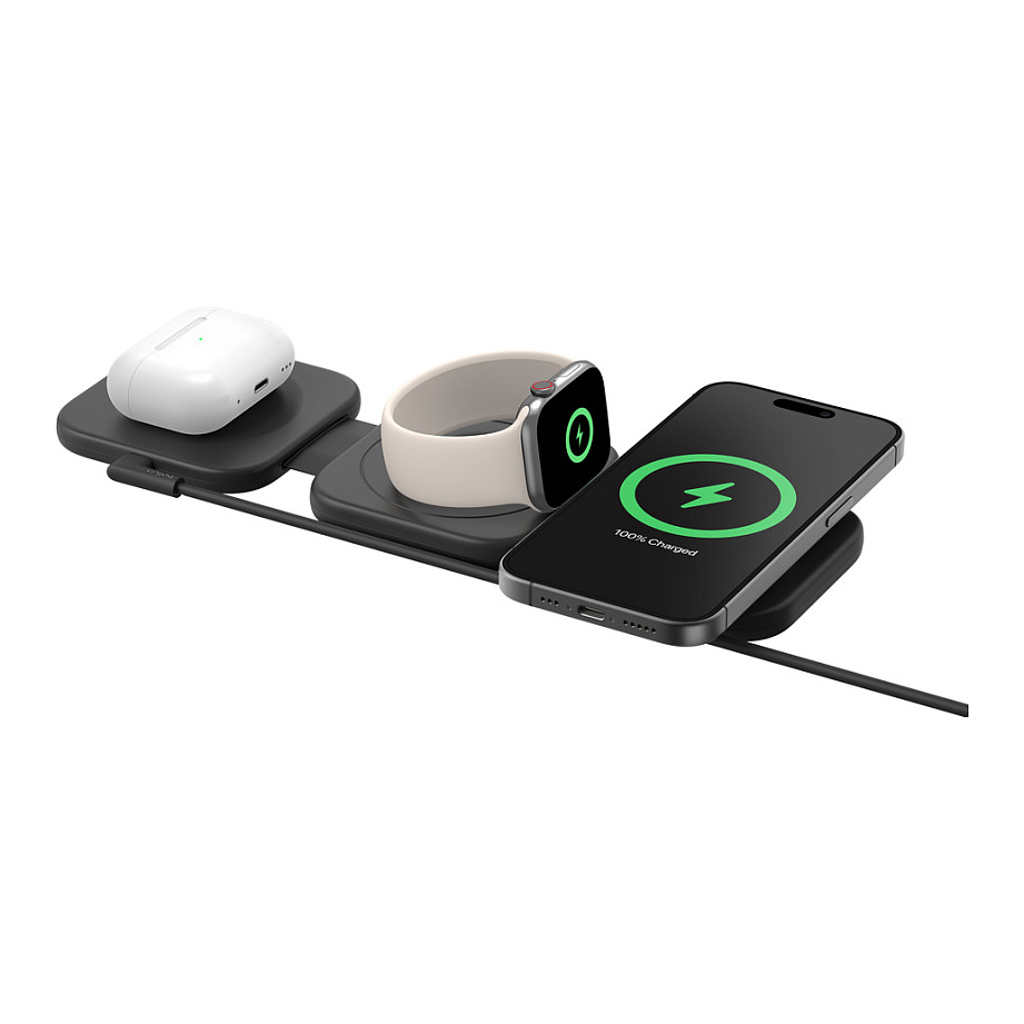 Karikues Pa Kabllo Belkin BoostCharge Pro WIZ024HQBK / 3 në 1 / Qi2 15W / USB-C / Me Adapter 36W - Zezë - 7