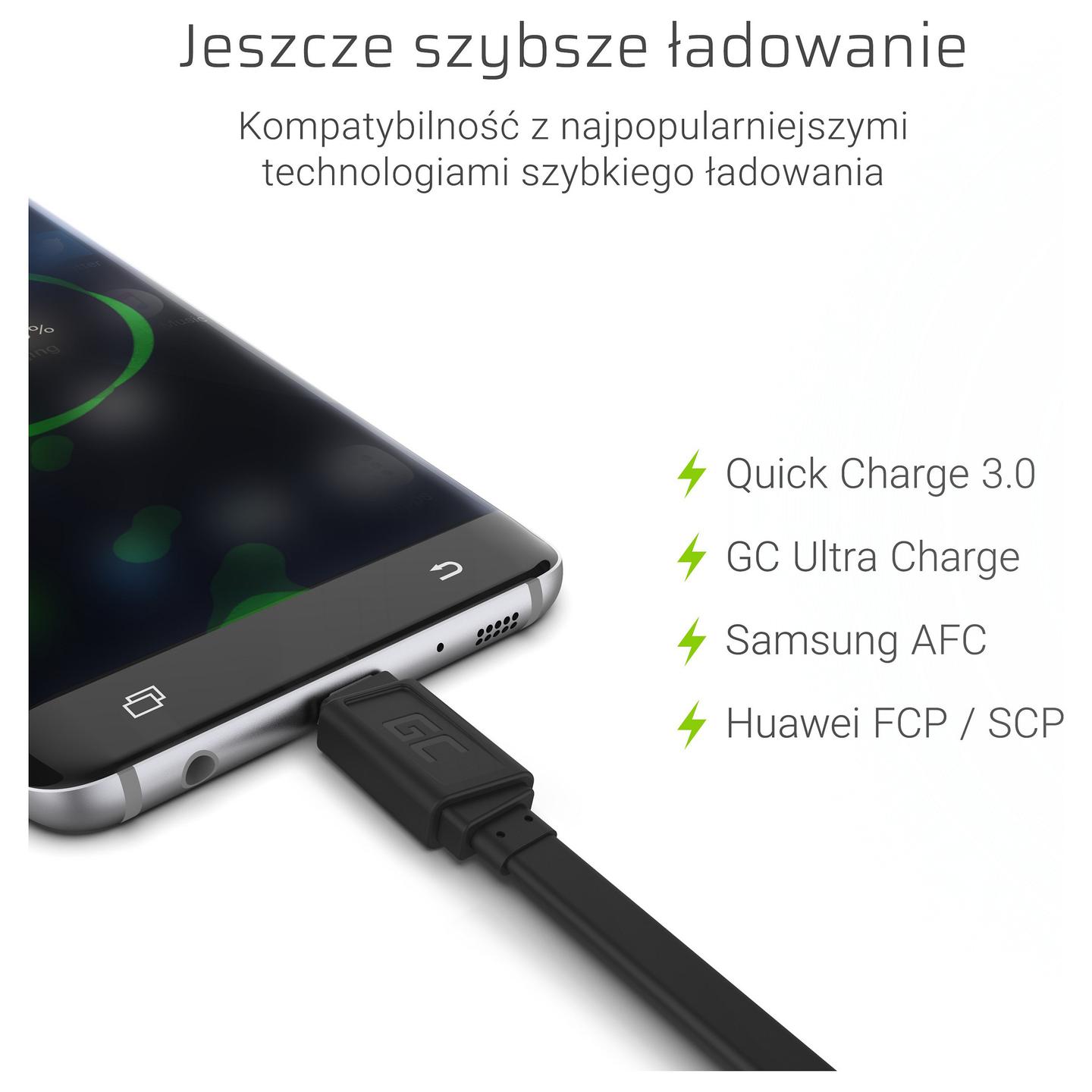 Kabllo USB Green Cell KABGC03 / USB-A në USB-C / USB 2.0 / 25cm / 480 Mbit/s - Zezë - 2
