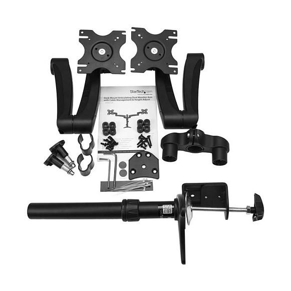 Mbajtëse për Monitor StarTech.com ARMDUAL / 2 Monitorë / 12"-24" / 13.6kg për Monitor / Full Motion / Clamp-Grommet / Tilt ±90° / Swivel ±90° - Zezë - 8