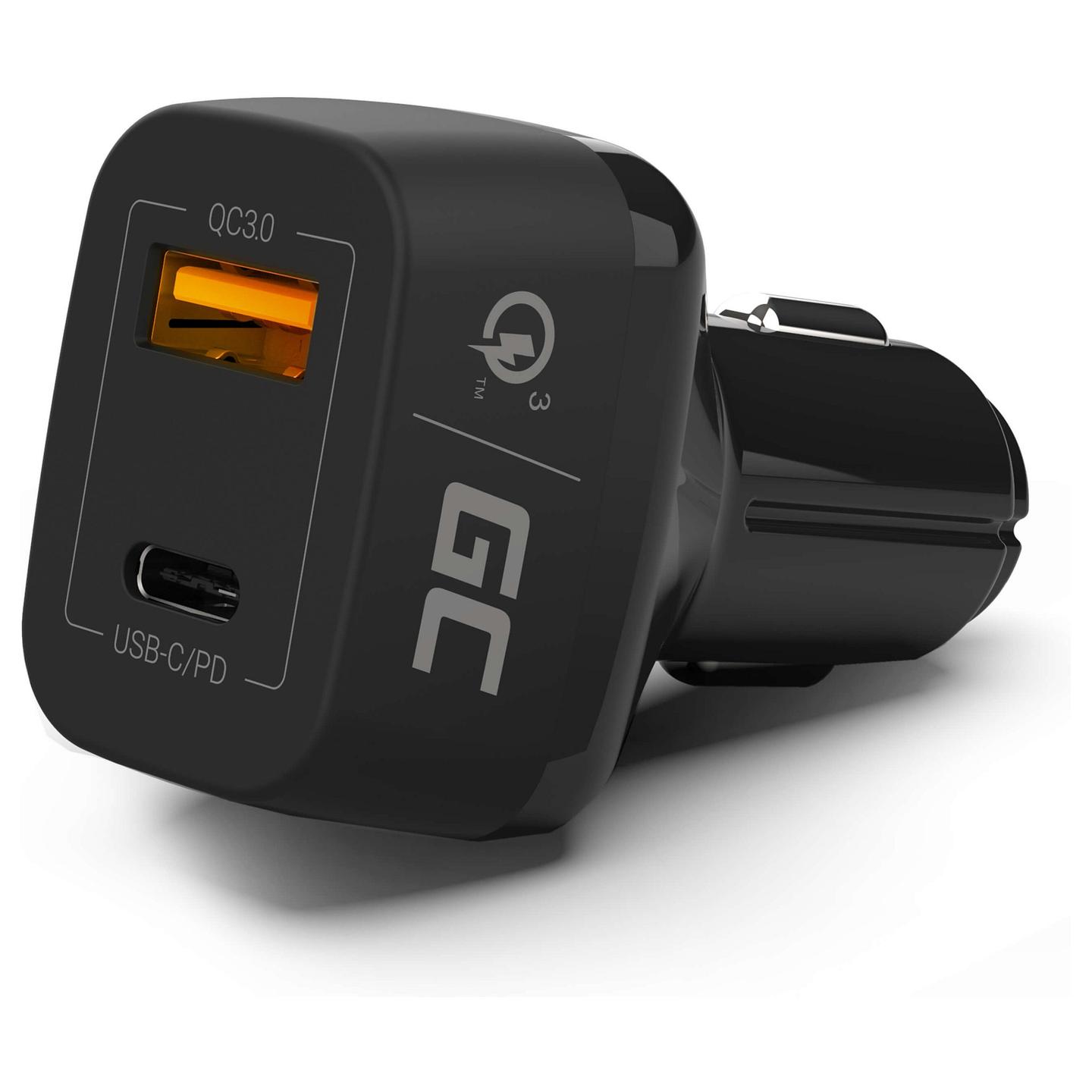 Adapter telefoni për veturë Green Cell CAD33 / 48W / 1x USB-C / 1x USB-A / PD / QC 3.0 / 12–24V - Zezë - 2