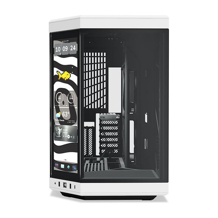 Kasë PC HYTE Y70 Touch Infinite / Midi Tower / E-ATX + ATX / 3x 120mm + 2x 140mm Fan Support / 14.9" Touchscreen / Tempered Glass - Bardhe/Zeze - 2