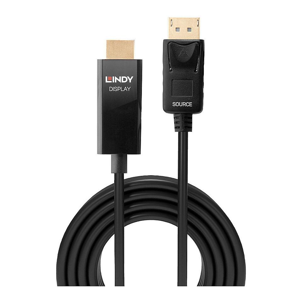 Kabllo DisplayPort LINDY 40925 / DisplayPort 1.2 në HDMI 2.0 / Aktiv / 1m / 4K 60Hz / HDR - Zezë - 2