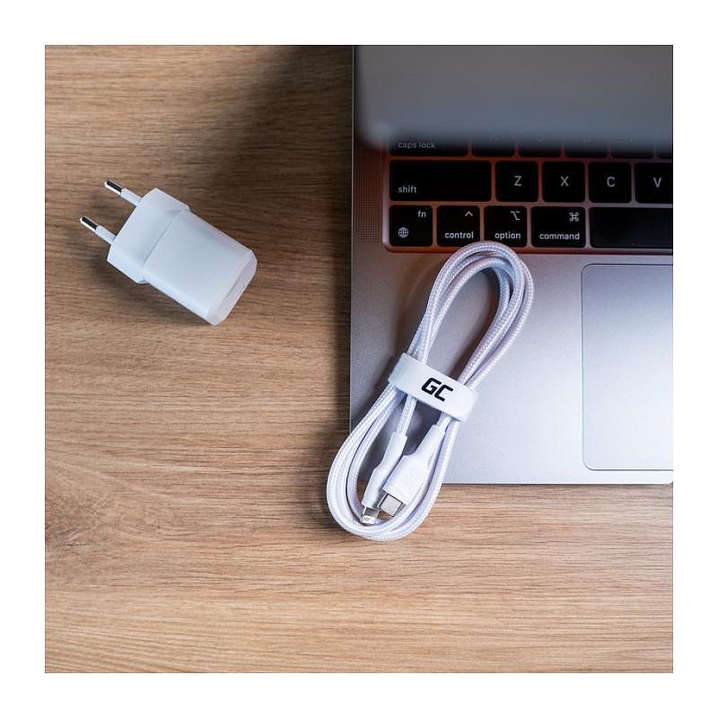 Kabllo USB Green Cell GC PowerStream KABGC07W / USB-C në Lightning / 29W / 1m - Bardhë - 8