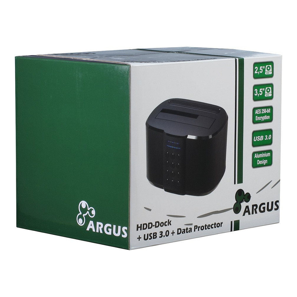Docking Station për HDD/SSD Inter-Tech Argus GD-PDLK02 / 2.5" & 3.5" / SATA I/II/III / USB 3.0 / AES 256-bit / Tastierë Numerike – Zezë - 5