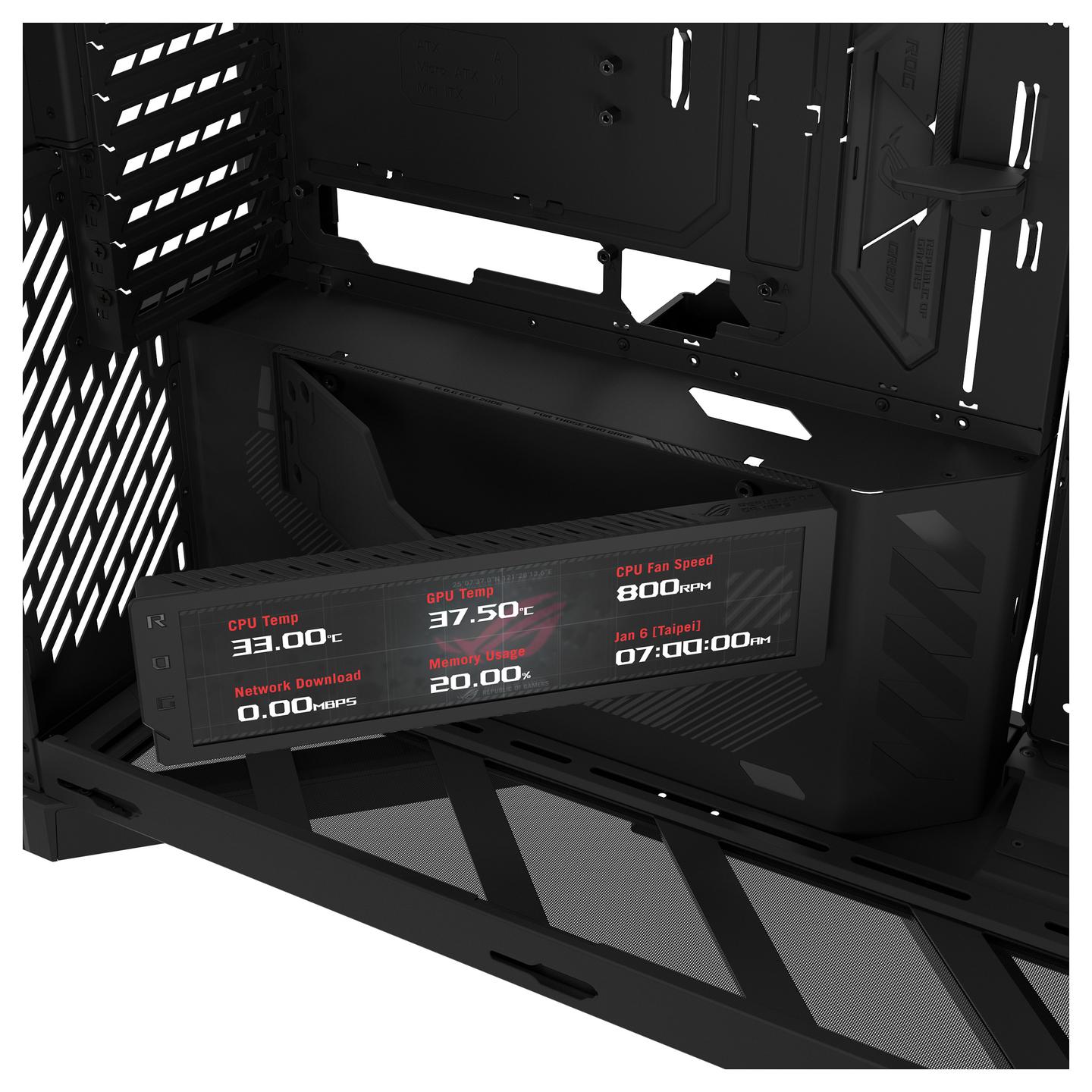 Kasë ASUS ROG CRONOX GR801 CURVE TG ARGB / Big-Tower / Xham i Temperuar / 4x120mm ARGB / EATX – Zezë - 11
