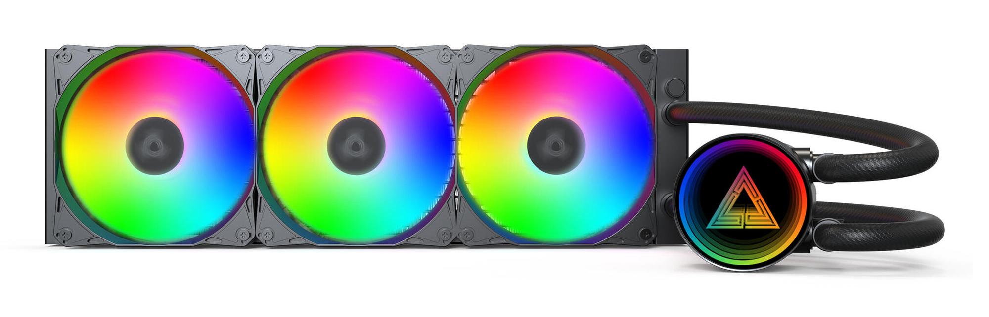 Ftohës me ujë për procesor Montech LightFlow ARGB 360 / 360mm / 3x 120mm ARGB Fan / 600-2000 RPM – Zezë - 2