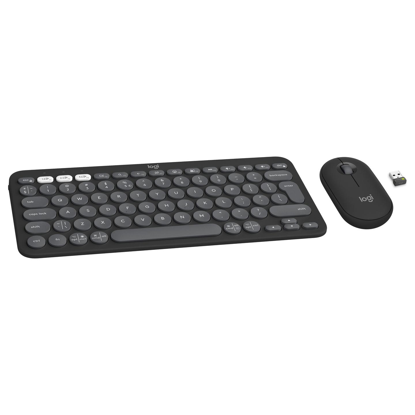 Combo (Tastierë & Maus) Logitech Pebble 2 Combo, Mini, QWERTY US International, Bluetooth + Logi Bolt, 4000 DPI - Grafit - 6