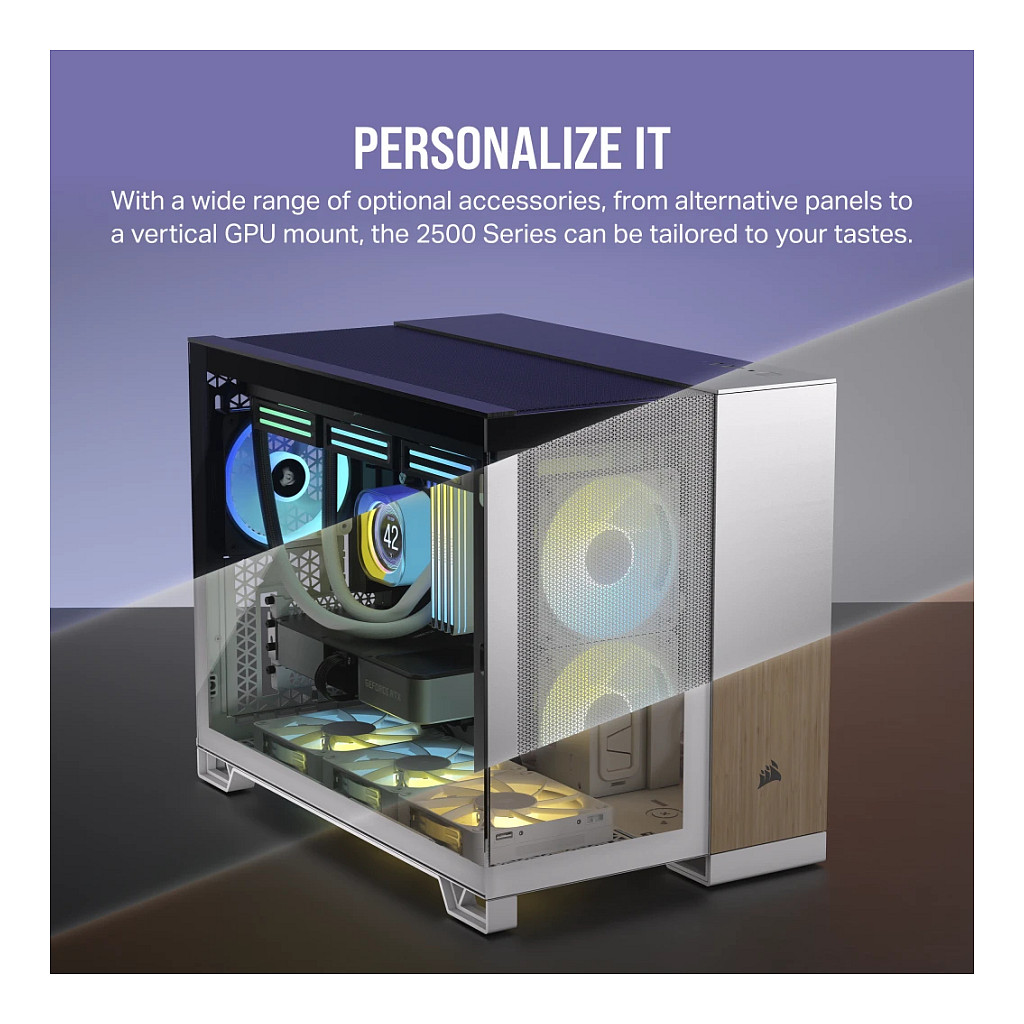 Kasë PC Corsair 2500D AIRFLOW / Midi Tower / Micro-ATX + Mini-ITX / 2x 120mm + 1x 120mm Fan Support / Tempered Glass - Bardhë - 7
